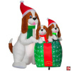 Gift Box Dog and Puppy Scene Christmas Inflatable